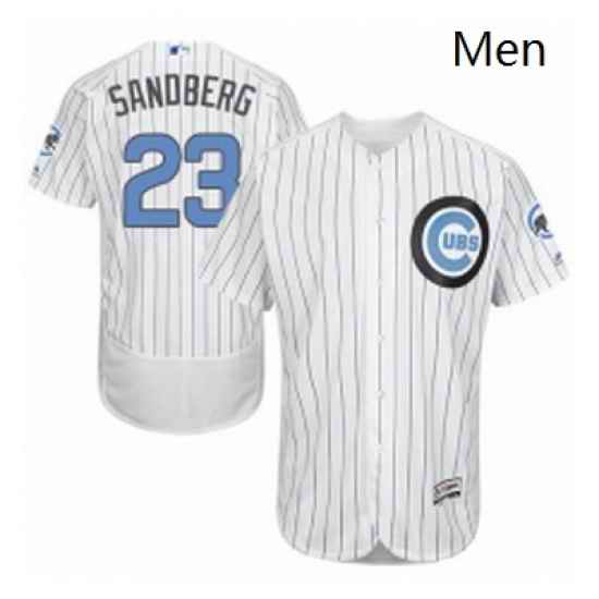 Mens Majestic Chicago Cubs 23 Ryne Sandberg Authentic White 2016 Fathers Day Fashion Flex Base MLB Jersey